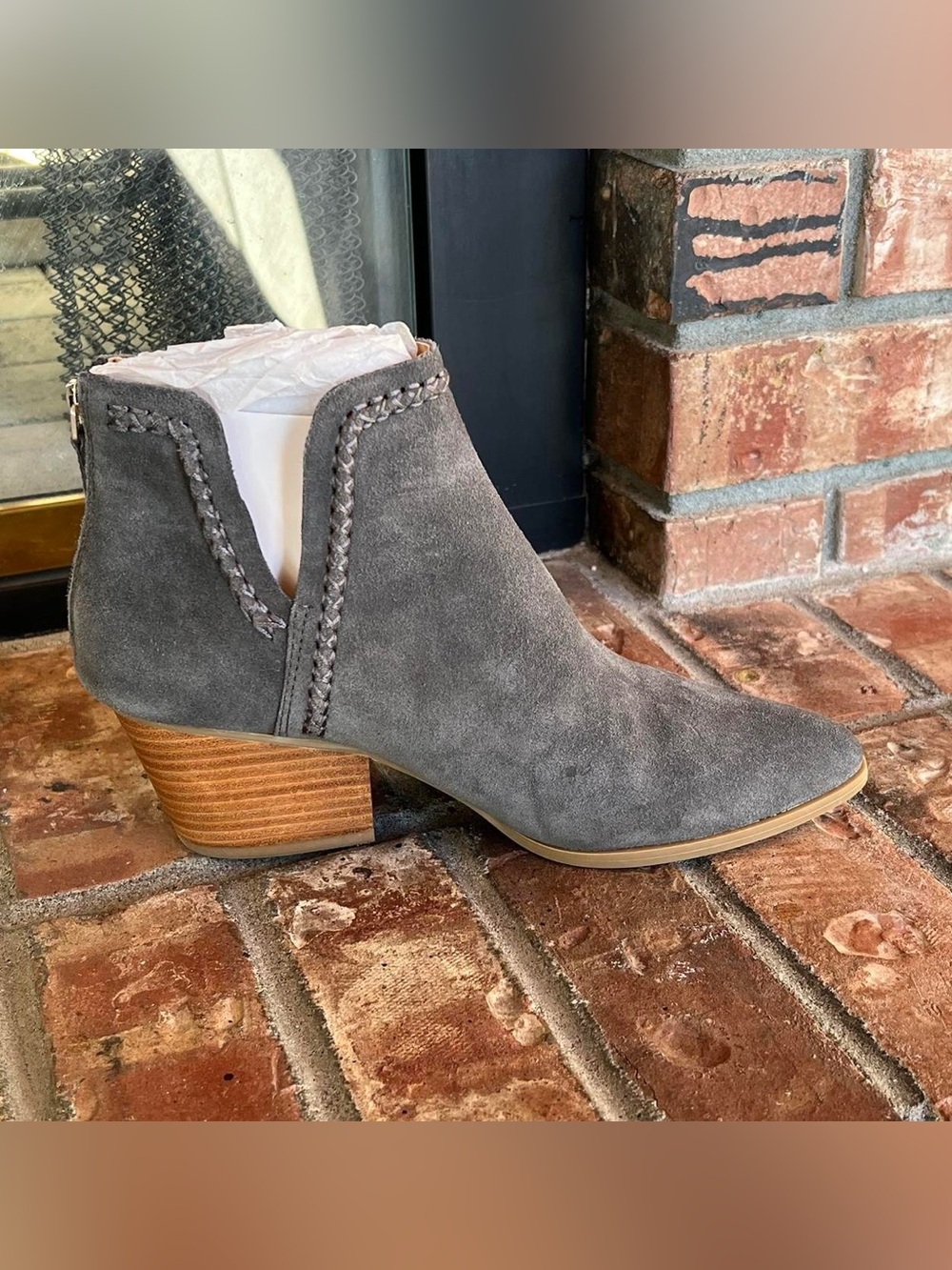 Dolce Vita Dylan gray blue suede pointed-toe booties